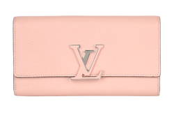 Louis Vuitton Capucines Long Wallet, Leather, Pink, MI1156, B/DB, 2*